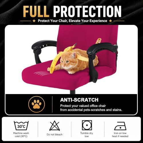 DIVA EN CAMINO DEC Computer Office Chair Cover Stretch Spandex Fabric Rotating Chair Slipcovers Removable Chair Seat Covers Furniture Protector Covers (Hot Pink, Large) - Image 5
