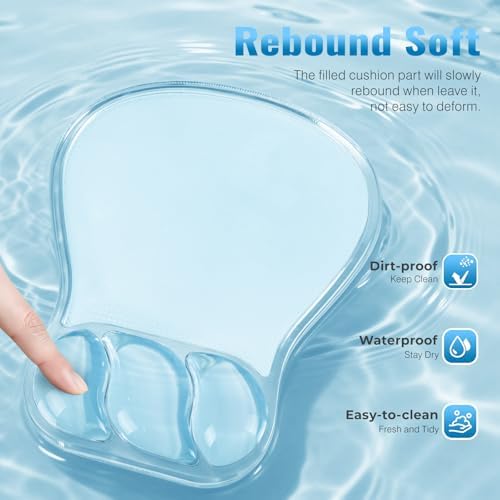 Ospelelf Mouse Pad with Wrist Rest Set Gel Ergonomic Wrist Support Anti-Slip Rubber Bottom Office Women Desk Accessories for Computer, Laptop and Gaming, Clear - Image 3