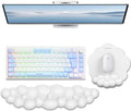 TECKNET Cloud Mouse Pad with Wrist Rest, Ergonomic Cloud Wrist Rest with Non-Slip Base, PU Leather Memory Foam Mouse Pad Wrist Support for Keyboard and Mouse, Pain Relief for Typing, Gaming, White by Tecknet
