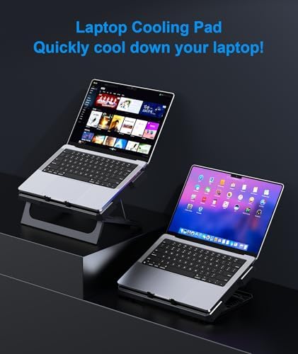 MOKURU Laptop Cooling Pad, Laptop Cooler with 6 Quiet Fans Up to 17.3 Inch Heavy Notebook Cooler Stand, 8 Levels of Tilt, Two Levels of Height Adjustable (Black) - Image 7