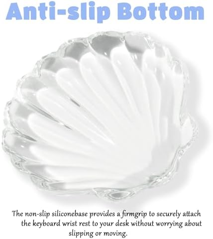 Gel Wrist Rest for Keyboard and Mouse Transparent Shell Keyboard Wrist Rest Ergonomic Cute White Clear Cool Seashell Mouse Wrist Pad Silicone Non-Slip Support for Computer Gaming Home Office - Image 4