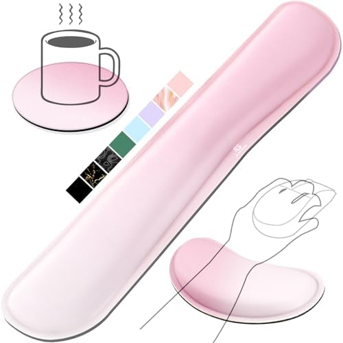 Gimars Upgrade Enlarge Silky Gel Memory Foam Keyboard Wrist Rest, Wrist Rest for Computer Keyboard, Ergonomic Mouse pad Rests for Typing Pain Relief, Wrist Support for Office, Gaming, Pink Gradient by Gimars