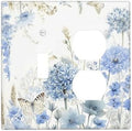 Decorative Outlet Covers Blue Floral Hydrangea Watercolor Wildflower 2 Gang Combination 1 Toggle/1 Duplex Light Switch Cover Gfci Wall Plate Electrical Receptacle Switchplate for Bathroom by JOOJIAO