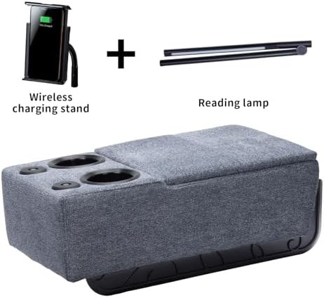 Removable Sofa Armrest, Dual Cup Holders Large Size Multifunctional Couch Caddy Storage Arm Rest with Power Wireless Charging Stand & LED Reading Light for Sofa Middle Seat Adjustable - Image 3