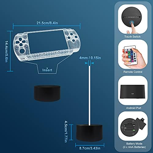 Attivolife Gameped 3D Illusion Lamp, Handheld Game Console Night Light with Remote Control + Timer 16 Color Change Lamps Kids Gamer Room Decor Plug in Cool Festival Birthday Gifts for Boys Men Child - Image 6