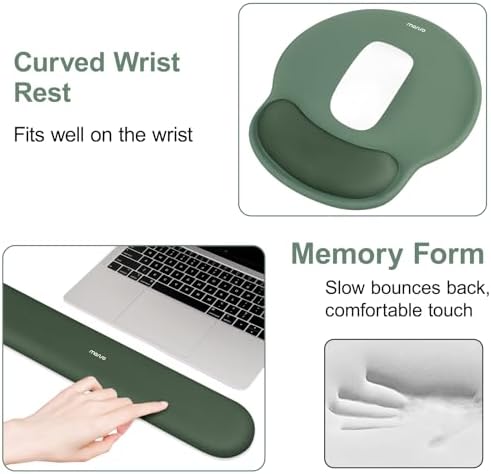 MOSISO Wrist Rest Support for Mouse Pad&Keyboard Set, Midnight Green - Image 5