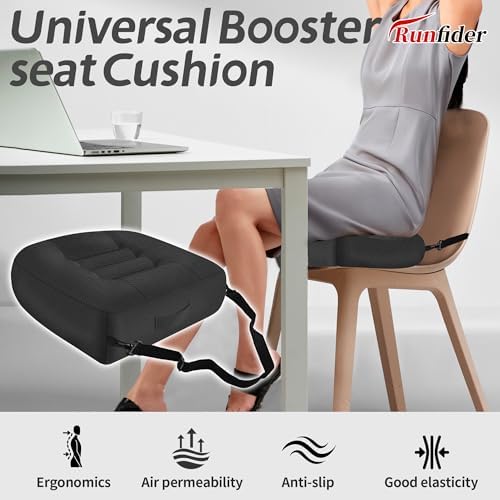 Car Booster Bandage Seat Cushion for Short Adults Thick Breathable Mesh Height Adjustable for Driving, Office & Home Use Universal Fit for Cars, Trucks & Wheelchairs 15.7"x15.7"x4.7"-Black - Image 4