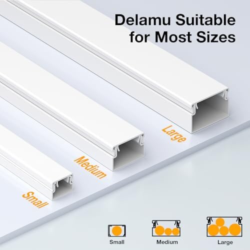 Delamu Cable Hider, 315in Cord Hider Cord Covers for 1 Wire on Wall, Premium Wire Covers for Cords, Cable Cover Organizer, TV Wires Hiders for Wall Mounted Tv, L15.7X W0.55x H0.4in, White - Image 6