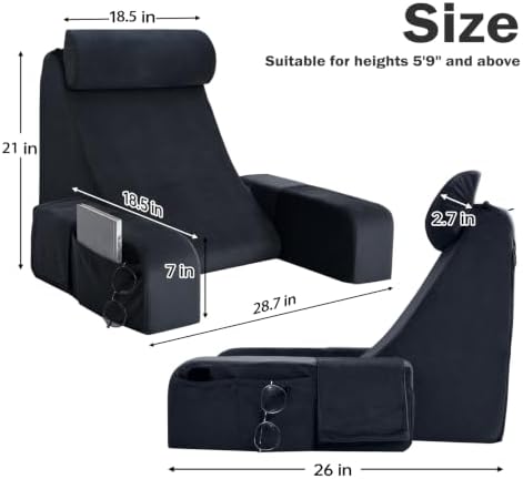 ENITYA 21" Reading Pillow for Bed with Firm Back Support & Big Pockets - Image 4