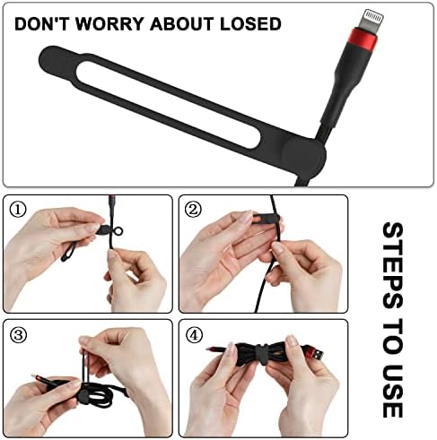 Silicone Cable Ties, Cord Organizer Cable Management(16Pcs-Black) - Image 3
