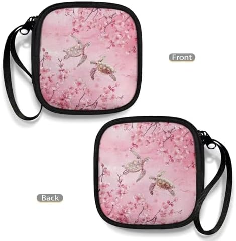 Cherry Blossom Turtle Carrying Earphone Case Pouch Storage Bag Holder-Earbud Case Headphones Storage Bag Pouch for Headphone, Bluetooth - Image 4