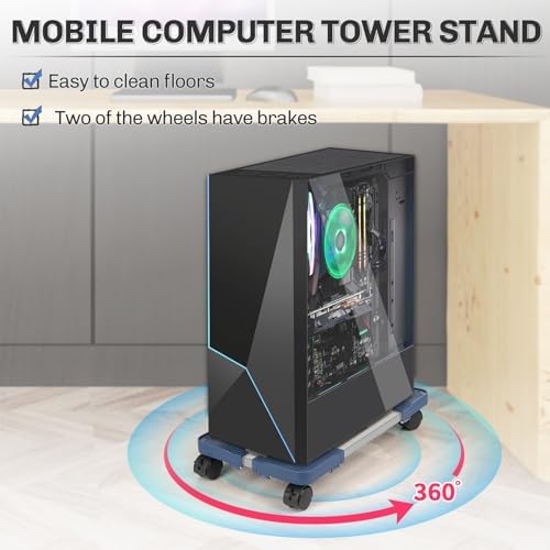 Liitrton Mobile CPU Stand Adjustable PC Stand Fits Most PC Towers, Blue - Image 3