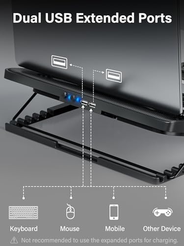 Kootek Laptop Cooling Pad Cooler Stand with 5 Quiet Fans for 12"-17" Laptop - Image 6