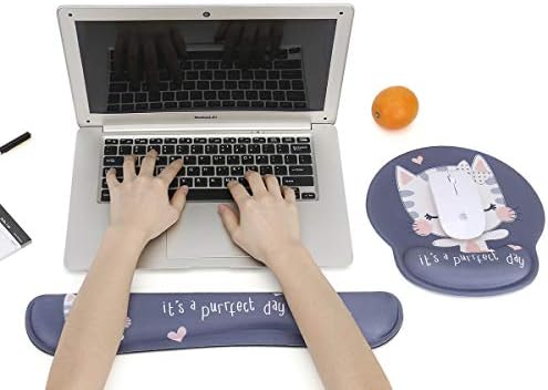 RICHEN Keyboard Wrist Rest and Mouse Pad with Wrist Support, Memory Foam Set for Computer/Laptop/Mac,Gaming and Office, Sturdy & Comfortable & Lightweight for Easy Typing & Pain Relief (Cute Cat) - Image 2