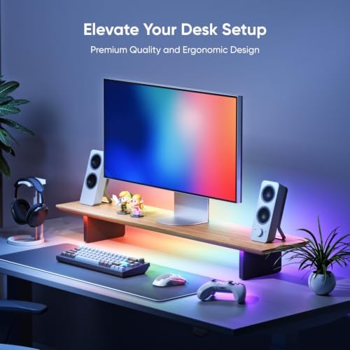Nanoleaf Smart Monitor Stand, Wood Riser, RGB LED Task & Ambient Light - Image 2