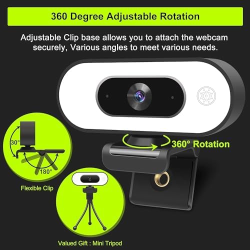 ToLuLu 1080P Full HD Webcam with Ring Light Microphone Streaming Web Camera - Image 5
