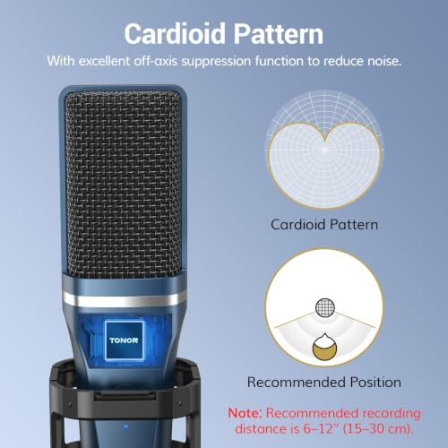 TONOR Podcast Microphone, USB Computer Microphone, Cardioid Condenser PC Mic with Tripod Stand and Pop Filter for Podcasting, Streaming, Vocal Recording (TC 777 with Boom Arm) - Image 2