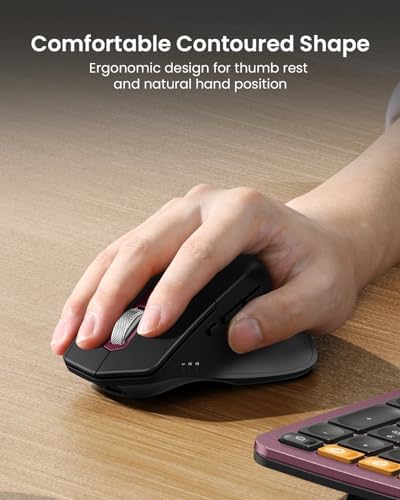 ProtoArc EKM01 Plus Wireless Ergonomic Keyboard Mouse Combo - Wine Red - Image 5