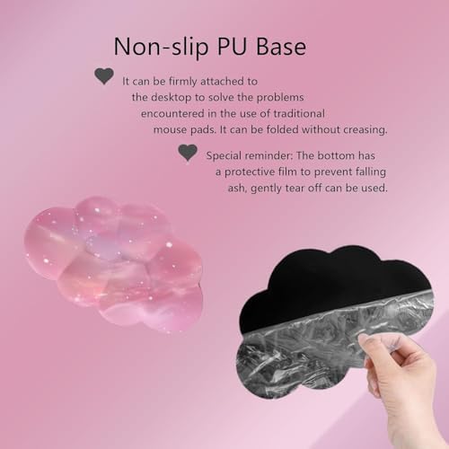 Cloud Mouse Pad Keyboard Wrist Rest for Mouse 4PCS Extended Large Galaxy Space Desk Mat Pad Set Memory Foam Non-Slip Cute Ergonomic Game Mouse Wrist Support for Computer Home Office Pink Starry Sky - Image 3