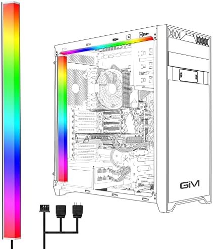 GIM KB-14 RGB PC Light Strip for Gaming Case, Magnetic Addressable LED PC Strip Kit, 5V ARGB 3Pin Header for Asus Aura, Asrock LED, Gigabyte RGB Fusion, MSI Mystic Light- 0.98ft by GIM