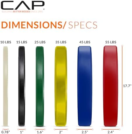 CAP 2-inch Olympic Bumper Plate Weight Set | 100-370 lbs | Multiple Colors | Storage Rack Optional - Image 3