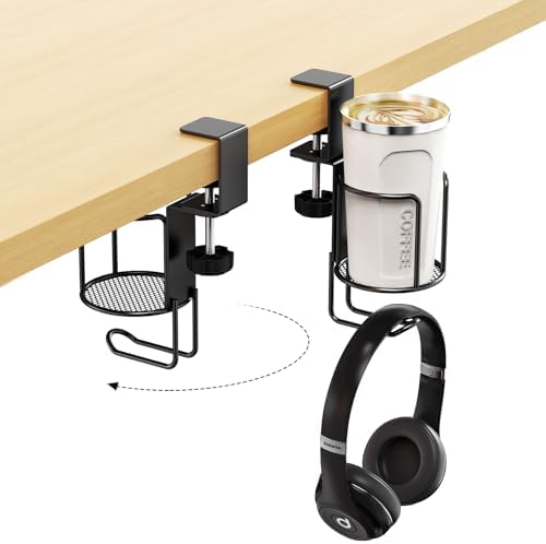 CABTE 2 in 1 Desk Cup Holder with Headphone Hanger Holder by CABTE