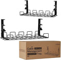 2 Pack Cable Management Under Desk Tray, 16", Black by Baskiss