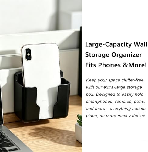 Wall Mount Remote Control Holder,Boat Storage Holder,Adhesive Storage Organizer,Black Plastic Caddy for TV,Air Conditioner,Media Player Remotes,Self-Adhesive Wall Caddy for Living Room,Bedroom,Office - Image 3