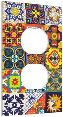Outlet Covers Vintage Traditional Colorful Mexican Talavera Tiles Style Decorative 1 Gang Duplex Light Switch Cover Plate Single Electrical Receptacle Wall Plate Plug Switchplate Faceplate - Image 2