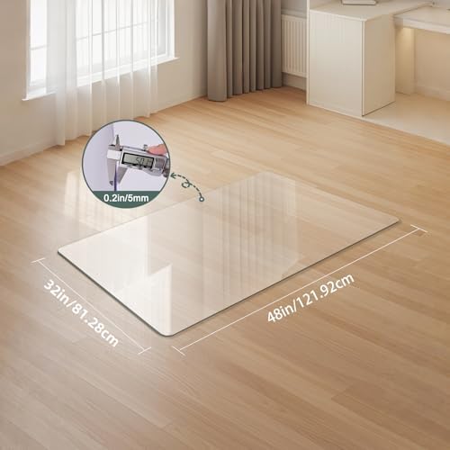 Tempered Glass Chair Mat 48" x 32",1/5" Thick for Office Desk,Rolling Chair Mat for Carpet, Odorless, Easy to Clean with 4 Non-Slip Pads for Carpet & Hardwood Floors - Image 2
