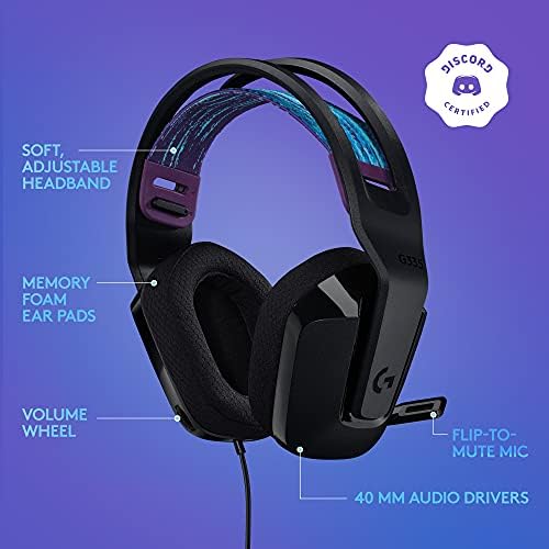 Logitech G335 Wired Gaming Headset (with Flip to Mute Microphone) - Black - Image 6