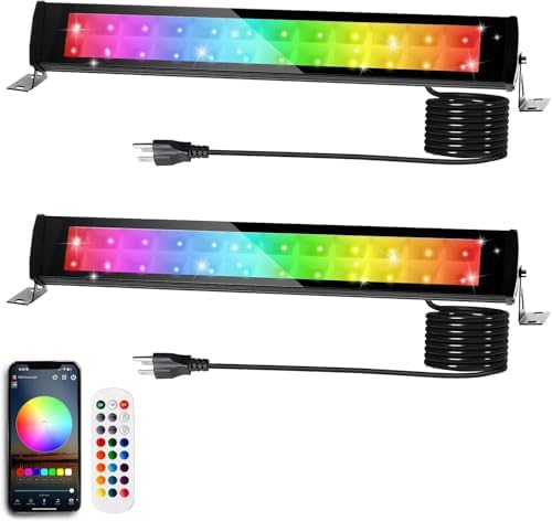 2 Pack 50W 2.4G Remote Control RGB Wall Washer Light with Remote Control & APP Control, for Birthday Party, Garden Lighting, Wall Display, Hotel, Building, Commercial Lighting by Indmird