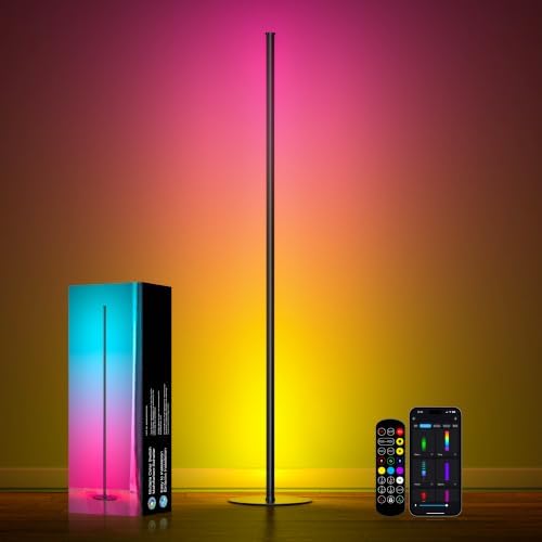 Eastfine Corner Floor Lamp 70", Upgraded RGB LED with Remote Control, App Control with 16 Million Colors and Dynamic Modes, Music Sync Timing, Ambient Lighting for TV Living Room Bedroom Gaming by Meewata