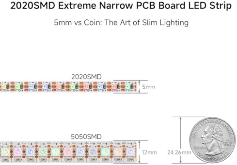 BTF-LIGHTING WS2812B LED Strip IC RGB 5mm 2020SMD DC12V 3.2FT 160LED/m - Image 2