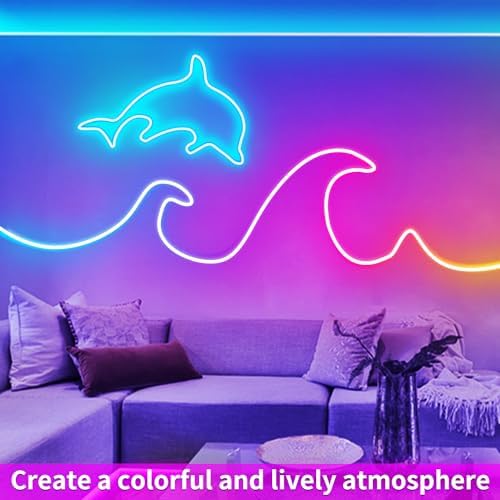 segrass 50ft RGB LED neon Rope Lights LED neon Lights with Remote Control/APP Control IP65 Waterproof Flexible Neon LED Strip Lights for Bedroom Room Outdoors Décor - Image 4