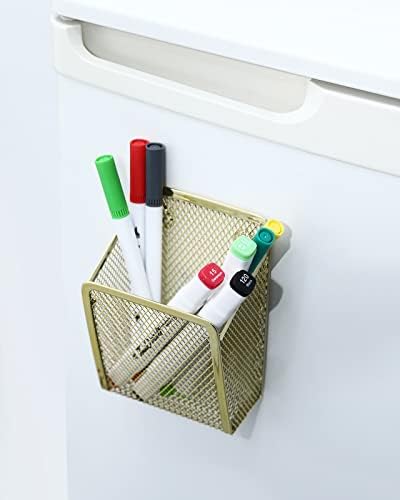 Magnetic Pencil Holder,Mesh Stainless Steel Pen Basket, Metal Writing Utensil Storage Organizer for Whiteboard,Blackboard,Kitchen, Locker, Home, or Office - Image 6