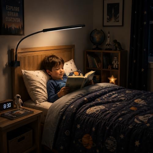 LED Desk Lamp with Clamp, 5 Color Modes & 10 Brightness Levels, Eye-Caring Desk Light, Flexible Gooseneck, Memory Function, Adapter Included for Home Office, Reading & Study - Image 5