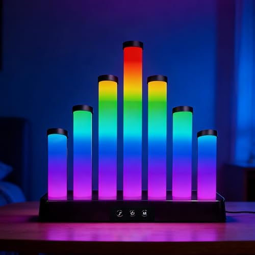 AVEKI RGB Table Lamp, Color Changing Gaming Light with Music Sync, USB Powered Desk Lamp for Gaming Room Decor Pictures Ambient Lighting (A-Stepped) by AVEKI