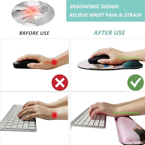 Keyboard Wrist Rest Pad Mouse Pad with Wrist Support Set of 3, Mousepad with Non-Slip Rubber Base, Ergonomic Memory Foam Mouse Wrist Cushion Support for Home Office Laptop Computer Gaming, Sunrise - Image 2