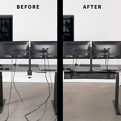 VIVO No Drill Clamp-on 36 inch Mesh Net Under Desk Cable Management Wire Organizer, Adjustable Home Office Standing Desk Cord Storage Sleeve, Black, DESK-AC36MH - Image 5
