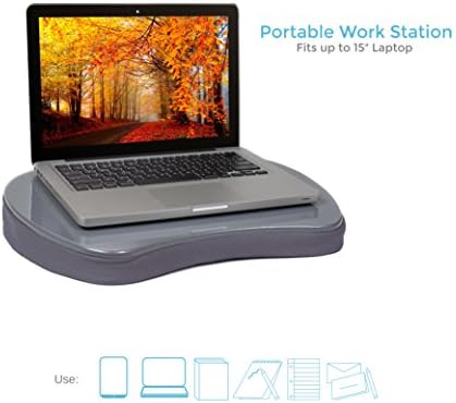 Sofia + Sam Mini Lap Desk with Memory Foam Cushion | Handle | Fits Laptops Up to 15" | Work from Home | Silver | Portable Travel Desk | Reading Writing and Coloring - Image 2