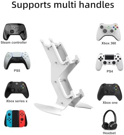 NBCP Controller Holder, Game Controller Headset Stand for Xbox Series X S/Xbox one / PS5 / PS4 / NS/PC/Headset, Aluminum Metal Headset Mount Universal Organizer for Video Game Accessories (White) - Image 3