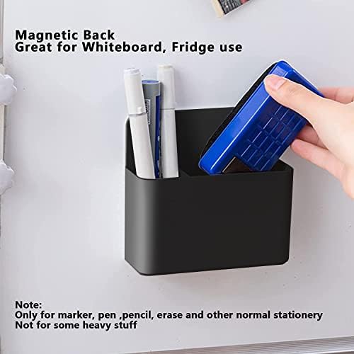 noonebutyou 2 Pcs Magnetic Marker Holder Dry Erase Marker Holder Wall Mount Self Adhesive Pen Holder Magnetic Marker Cup Holders for Whiteboard, Fridge, Home Office School (Black - Image 5