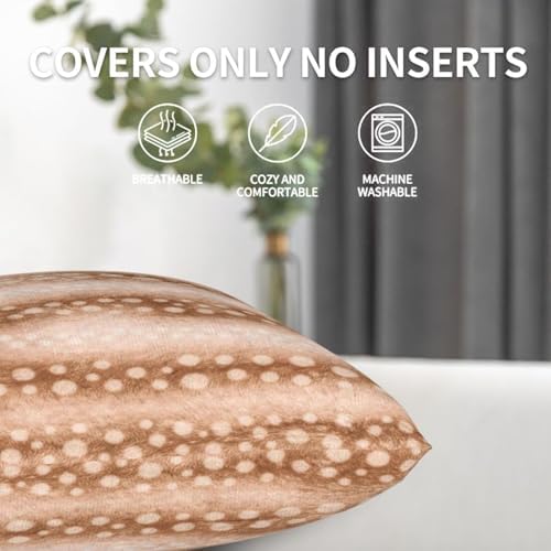 Spotted Deer Animal Skin Print Pillowcase Set of 2 Deer Hide Throw Pillow Covers Shells for Couch Office Bedroom Home Decoration, 20"X20" - Image 4