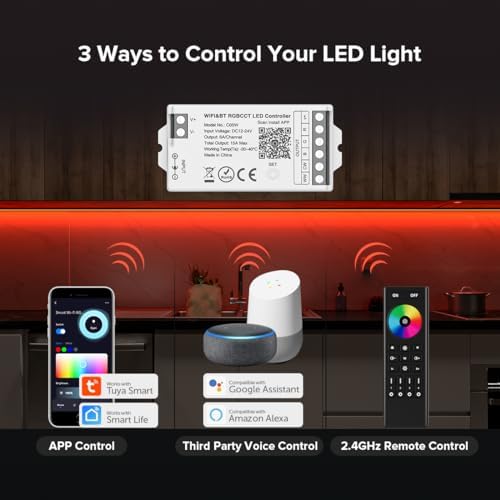 BTF-LIGHTING C05W WiFi Controller for 6pin RGBCCT(+ R G B C W) LED Strip - Image 2