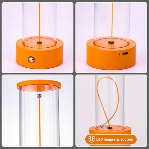 Mini Minimalist Tabe Lamp with Breathing Effect, Cordless LED Desk Lamp Rechargeable Modern Night Lights Portable for Gaming, Home Office, Bedroom, Living Room, Kitchen, Bar, Restaurant (orange) - Image 6