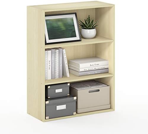 Furinno PASIR Book Shelf, 3-Tier Bookshelf, Storage Shelves Bookcase, 9.7 x 23.7 x 31.5, for Living Room, Bedroom, Home Office, Maple - Image 6
