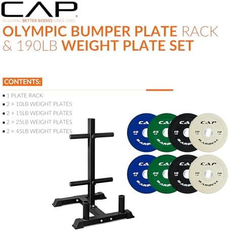 CAP 2-inch Olympic Bumper Plate Weight Set | 100-370 lbs | Multiple Colors | Storage Rack Optional - Image 2