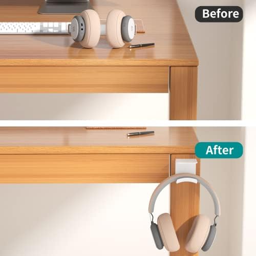 HomeMount Under Desk Headphone Hanger, Adhesive Hook, White 1 Pack - Image 2