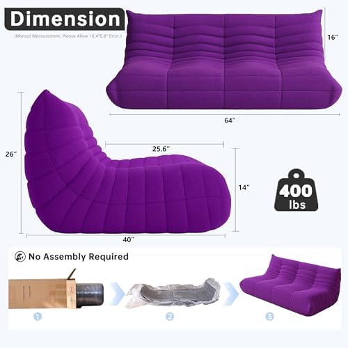 WHGBJA Oversized Bean Bag Chair for Adults with Memory Foam 3 Seater Couch | Floor Sofa Couch for Gaming, Reading, Bedroom, Living Room, Comfy, Boneless, Ergonomic - Image 2
